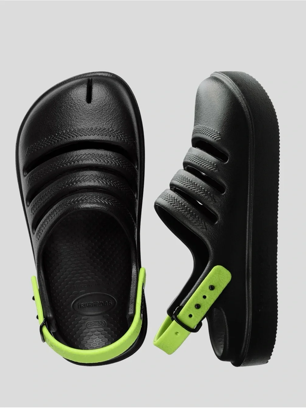 Havaianas Kids Black & Lime Green Sandals Size 13C/1Y EU 31/32